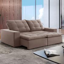 Sofá 4 Lugares Paris Retrátil e Reclinável Super Pilow Veludo/Bege Escuro - Celflex Sofá 4 Lugares Paris Retrátil e Reclinável Super Pilow Veludo/Bege Escuro - Celflex
