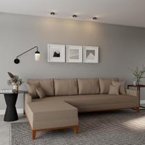 Sofá 4 Lugares Quito Com Chaise Esquerdo Linho Bege Sofá 4 Lugares Quito Com Chaise Esquerdo Linho Bege