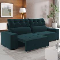 Sofá 4 Lugares Reclinável e Retrátil Socrates Azul Infinito - Viero Móveis Sofá 4 Lugares Reclinável e Retrátil Socrates Azul Infinito - Viero Móveis