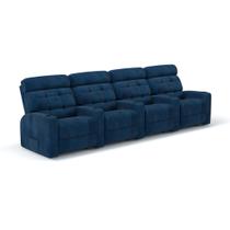 Sofá 4 Lugares Reclinável Elétrico Massageador em Tecido Bouclé Linha Cinema Sala de estar