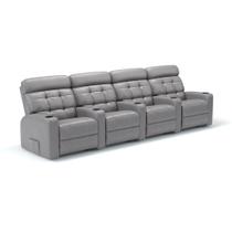 Sofá 4 Lugares Reclinável Manual em material sintético Importado Linha Cinema Sala de estar