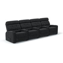 Sofá 4 Lugares Reclinável Manual em Tecido Suede Linha Cinema Sala de estar