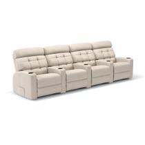 Sofá 4 Lugares Reclinável Manual Linha Cinema em Tecido Linho Sala de estar