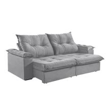 Sofá 4 Lugares Retrátil 250cm Pillow Top Reclinável Cinza Sofá 4 Lugares Retrátil 250cm Pillow Top Reclinável Cinza