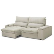 Sofá 4 Lugares Retrátil e Reclinável 230cm com Molas ENSACADAS Rafael - Veludo Bege