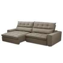 Sofá 4 Lugares Retrátil e Reclinável 250cm com Molas ENSACADAS Junior - Veludo Marrom