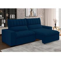 Sofá 4 Lugares Retrátil e Reclinável 250cm New Mali Azul