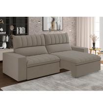 Sofá 4 Lugares Retrátil e Reclinável 250cm New Mali Bege Sofá 4 Lugares Retrátil e Reclinável 250cm New Mali Bege