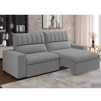 Sofá 4 Lugares Retrátil e Reclinável 250cm New Mali Cinza Sofá 4 Lugares Retrátil e Reclinável 250cm New Mali Cinza