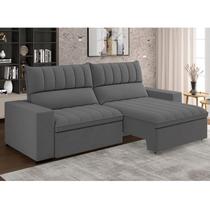 Sofá 4 Lugares Retrátil e Reclinável 250cm New Mali Cinza Grafite Sofá 4 Lugares Retrátil e Reclinável 250cm New Mali Cinza Grafite