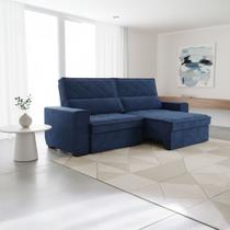 Sofá 4 Lugares Retrátil e Reclinável 250cm Viena Azul Sofá 4 Lugares Retrátil e Reclinável 250cm Viena Azul