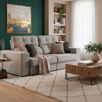 Sofá 4 Lugares Retrátil e Reclinável 274cm para Sala de Estar Eros Sofá 4 Lugares Retrátil e Reclinável 274cm para Sala de Estar Eros