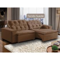 Sofá 4 Lugares Retrátil e Reclinável Alasca 230 Cm Pillow TECIDO SUEDE Marrom MegaSul