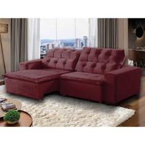 Sofá 4 Lugares Retrátil e Reclinável Alasca 230 Cm Pillow Veludo Bege.526 MegaSul