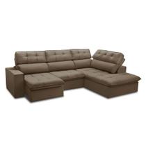 Sofá 4 Lugares Retrátil e Reclinável Arezzo com Chaise Direito Veludo Castor Sofá 4 Lugares Retrátil e Reclinável Arezzo com Chaise Direito Veludo Castor