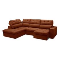 Sofá 4 Lugares Retrátil e Reclinável Arezzo com Chaise Esquerdo Veludo Terracota Sofá 4 Lugares Retrátil e Reclinável Arezzo com Chaise Esquerdo Veludo Terracota