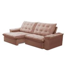 Sofá 4 Lugares Retrátil e Reclinável Batam Veludo Rosê