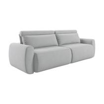Sofá 4 Lugares Retrátil e Reclinável City Linho Cinza Claro 240 cm