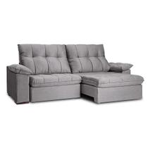 Sofá 4 Lugares Retrátil e Reclinável com USB Flexforma Triton Cinza Urbano 250 cm