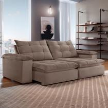 Sofá 4 Lugares Retrátil e Reclinável Espanha 250cm Bege Escuro - Celflex Sofá 4 Lugares Retrátil e Reclinável Espanha 250cm Bege Escuro - Celflex