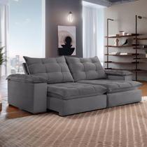 Sofá 4 Lugares Retrátil e Reclinável Espanha 250cm Cinza - Celflex Sofá 4 Lugares Retrátil e Reclinável Espanha 250cm Cinza - Celflex