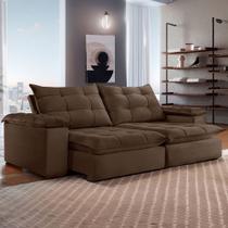 Sofá 4 Lugares Retrátil e Reclinável Espanha 250cm Marrom - Celflex Sofá 4 Lugares Retrátil e Reclinável Espanha 250cm Marrom - Celflex