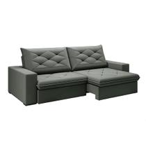 Sofá 4 Lugares Retrátil e Reclinável Flexforma Premier Veludo Cinza 250 cm Sofá 4 Lugares Retrátil e Reclinável Flexforma Premier Veludo Cinza 250 cm