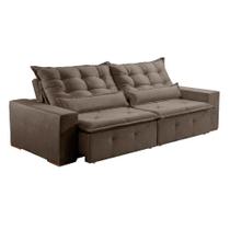 Sofá 4 Lugares Retrátil e Reclinável França Suede Marrom