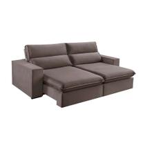Sofá 4 Lugares Retrátil e Reclinável Free Veludo Bege Escuro 250 cm Sofá 4 Lugares Retrátil e Reclinável Free Veludo Bege Escuro 250 cm