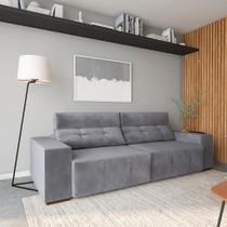 Sofá 4 Lugares Retrátil e Reclinável Marzio Suede Cinza