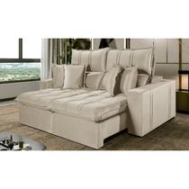 Sofá 4 Lugares Retrátil e Reclinável México Veludo com Molas Ensacadas Sofá 4 Lugares Retrátil e Reclinável México Veludo com Molas Ensacadas