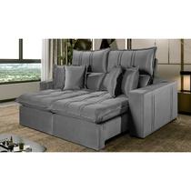 Sofá 4 Lugares Retrátil e Reclinável México Veludo com Molas Ensacadas