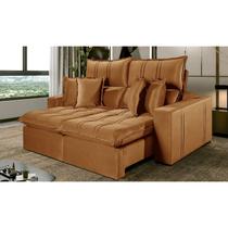 Sofá 4 Lugares Retrátil e Reclinável México Veludo com Molas Ensacadas Sofá 4 Lugares Retrátil e Reclinável México Veludo com Molas Ensacadas