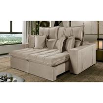 Sofá 4 Lugares Retrátil e Reclinável México Veludo com Molas Ensacadas