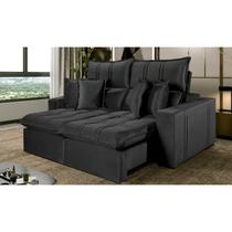 Sofá 4 Lugares Retrátil e Reclinável México Veludo com Molas Ensacadas