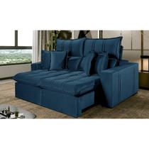 Sofá 4 Lugares Retrátil e Reclinável México Veludo com Molas Ensacadas Sofá 4 Lugares Retrátil e Reclinável México Veludo com Molas Ensacadas