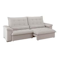 Sofá 4 Lugares Retrátil e Reclinável Módena Molas Ensacadas Linho Marfim