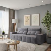 Sofá 4 Lugares Retrátil e Reclinável Parione Suede Cinza Sofá 4 Lugares Retrátil e Reclinável Parione Suede Cinza
