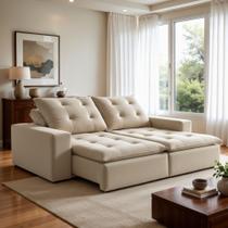 Sofá 4 Lugares Retrátil e Reclinável Super Pilow 230cm Paris Veludo