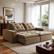 Sofá 4 Lugares Retrátil e Reclinável Super Pilow 250cm Paris Veludo