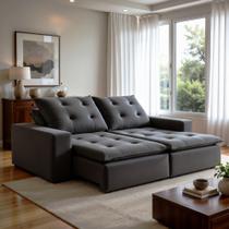 Sofá 4 Lugares Retrátil e Reclinável Super Pilow 250cm Paris Veludo