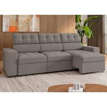 Sofá 4 Lugares Retrátil e Reclinável Veludo Soft 290cm Grécia Bege Sofá 4 Lugares Retrátil e Reclinável Veludo Soft 290cm Grécia Bege