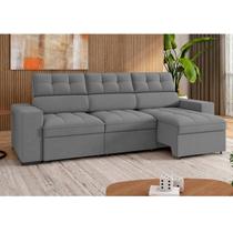 Sofá 4 Lugares Retrátil e Reclinável Veludo Soft 290cm Grécia Cinza Sofá 4 Lugares Retrátil e Reclinável Veludo Soft 290cm Grécia Cinza