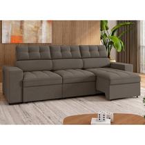 Sofá 4 Lugares Retrátil e Reclinável Veludo Soft 290cm Grécia Marrom Sofá 4 Lugares Retrátil e Reclinável Veludo Soft 290cm Grécia Marrom