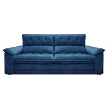 Sofá 4 Lugares Retrátil e Reclinável Venetto Soft Veludo Joly Azul - Gralha Azul Estofados
