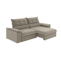 Sofá 4 Lugares Retrátil e Reclinável Venetto Veludo Slim Castor 250 cm