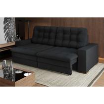 Sofá 4 Lugares Retrátil Lubeck Plush Suede Preto 250 cm Sofá 4 Lugares Retrátil Lubeck Plush Suede Preto 250 cm