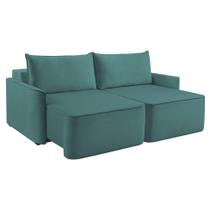 Sofá 4 Lugares Retrátil Moon com USB Linho Verde 260 cm