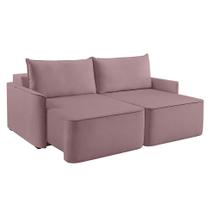 Sofá 4 Lugares Retrátil Moon Linho Rosa 260 cm