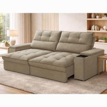 Sofá 4 Lugares Retrátil Reclinável 250cm Linho Aveludado Deville Ferguile